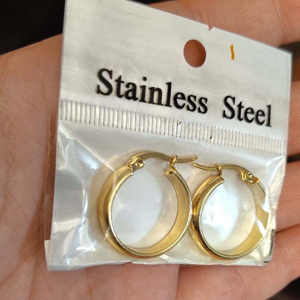 Stainless Steel Gold Hoop Earrings